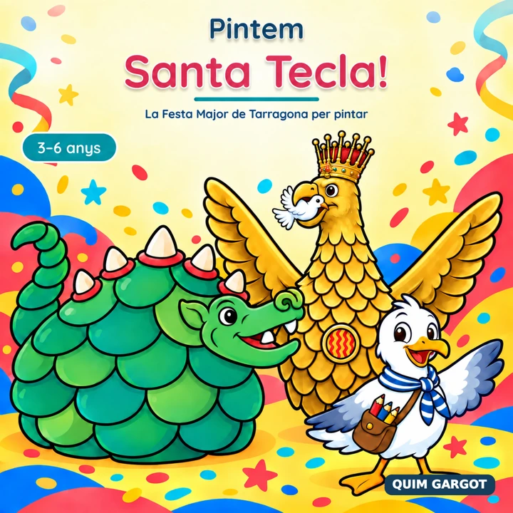 Portada del llibre infantil per pintar Santa Tecla de 3 a 6 anys